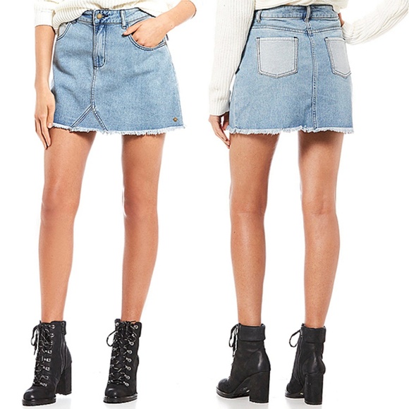Roxy Java To Lombok Blue Denim Jean Skirt - Picture 2 of 8